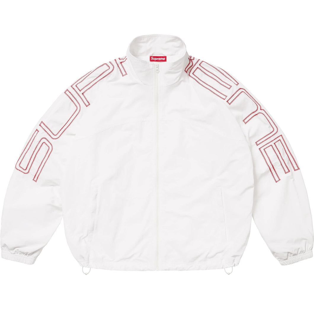 Supreme Spellout Embroidered Track Jacket White
