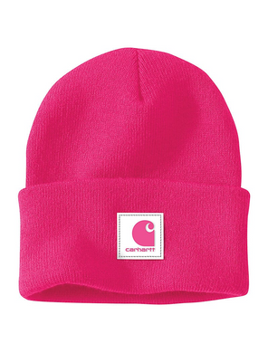 Carhartt Knit Rubber Patch Beanie Pink Glow