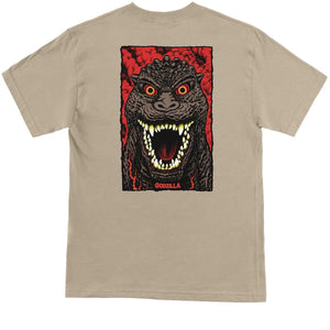 Santa Cruz Godzilla Destroyer Stripes Tee Sand