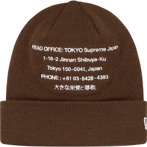 Supreme New Era HQ Beanie Brown