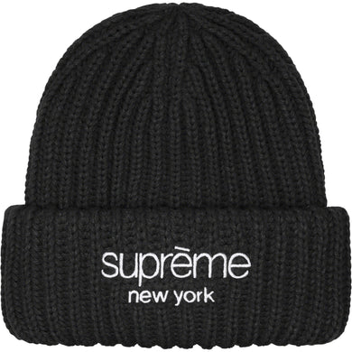 Supreme Classic Logo Chunky Ribbed Beanie Black