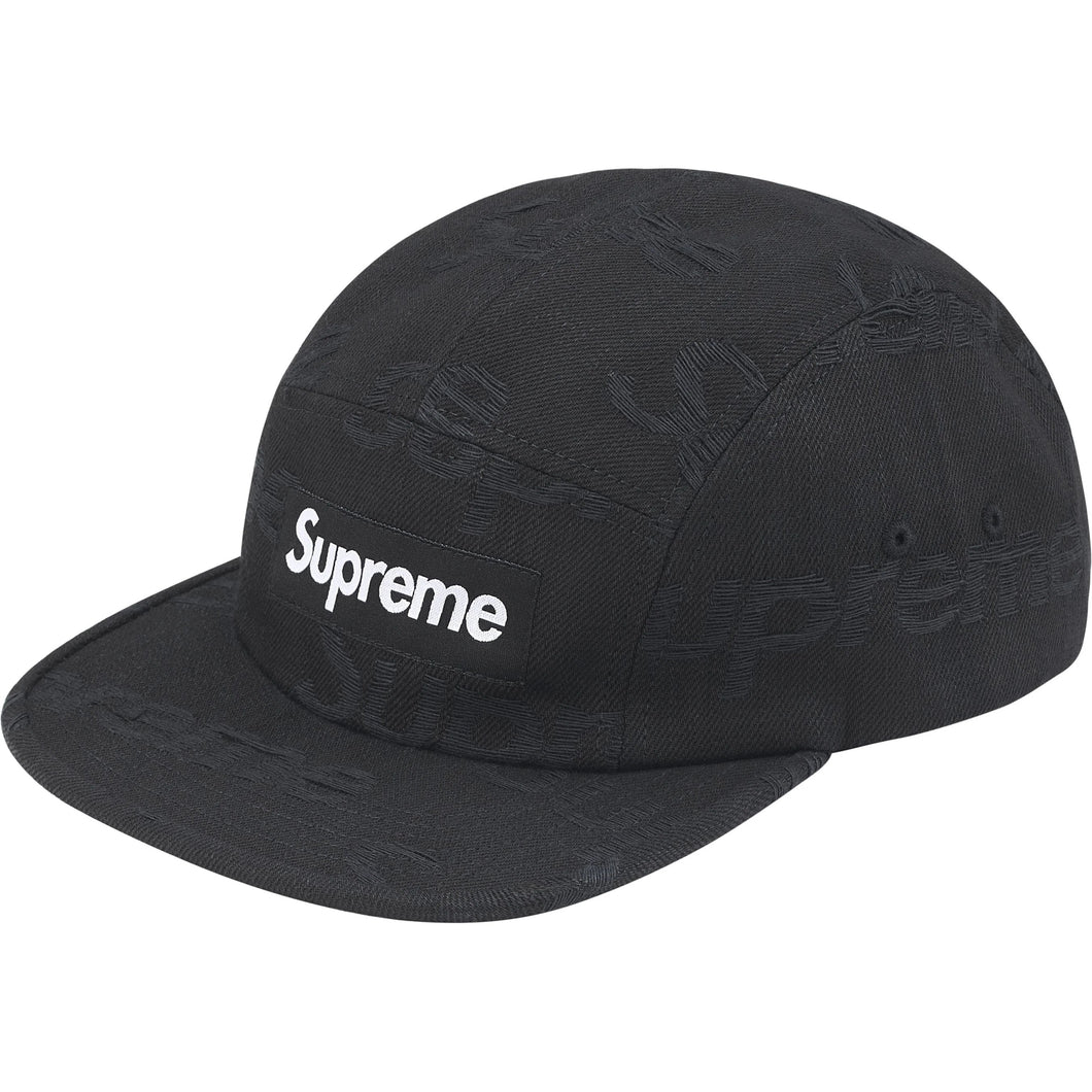 Supreme Jacquard Logos Denim Camp Cap Black
