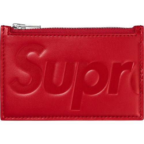 Supreme Leather Zip Card Holder Red
