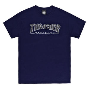 Thrasher Mag Logo Outline Tee Navy