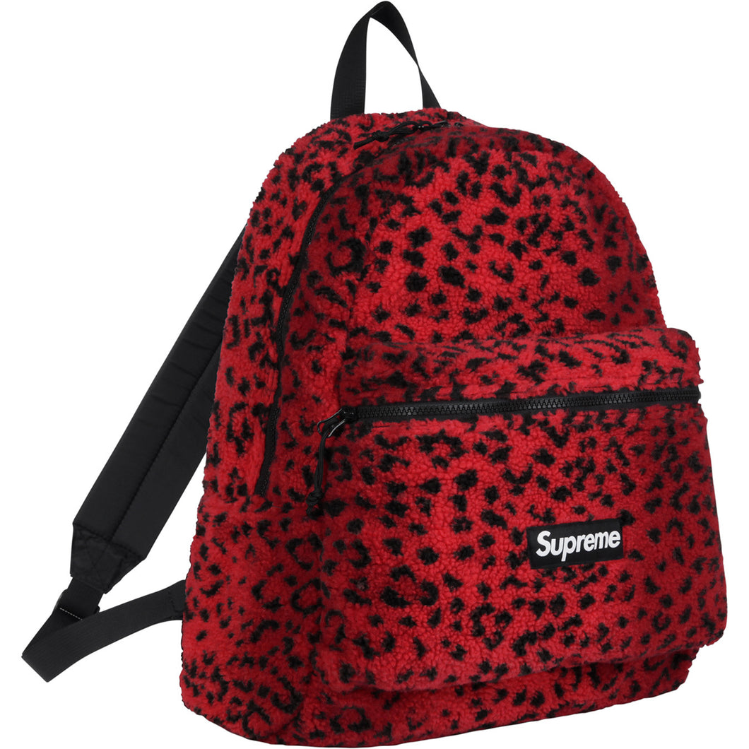 Supreme Leopard Fleece Backpack Red