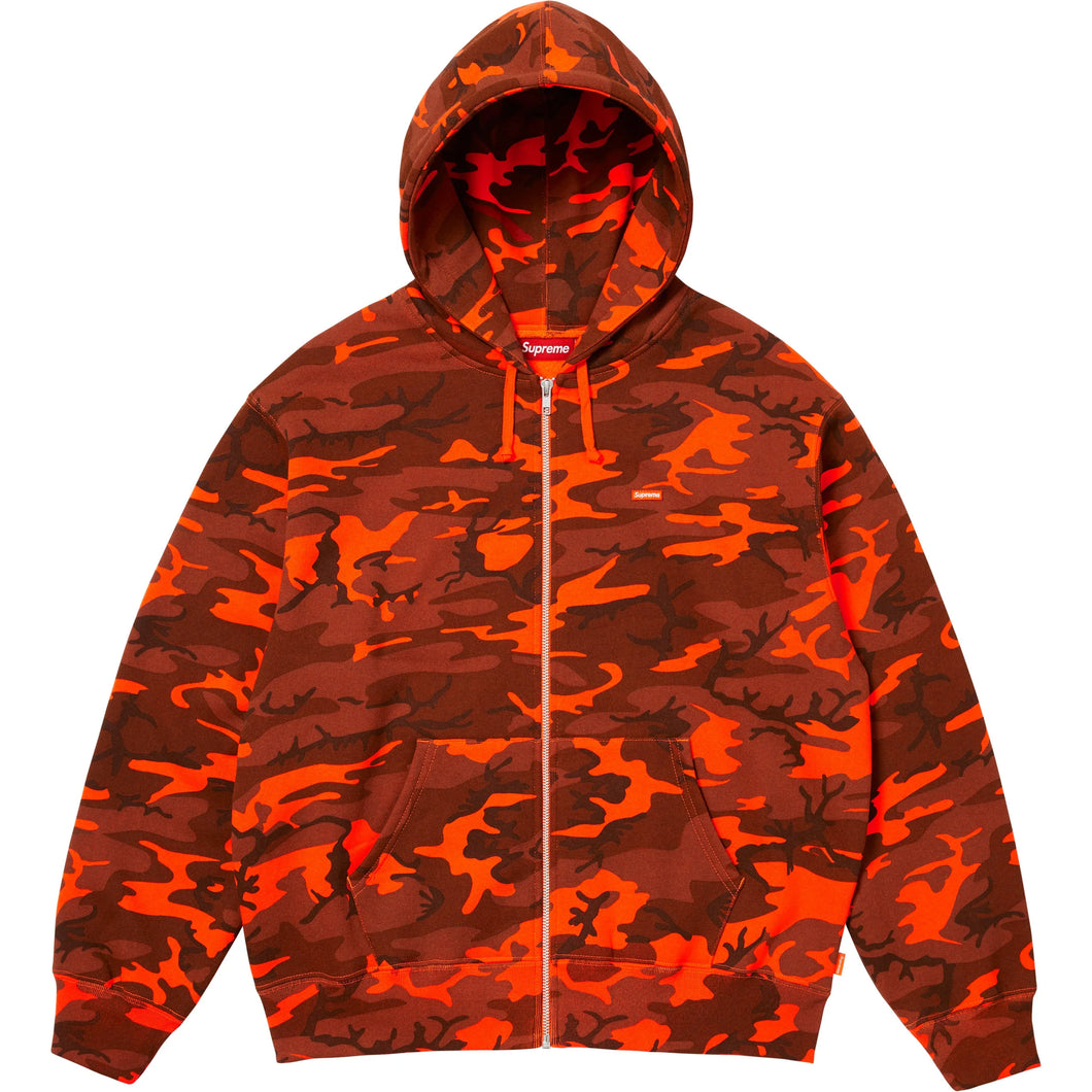 Supreme SS25 Small Box Zip Up Hooded Sweatshirt Bright Orange Camo