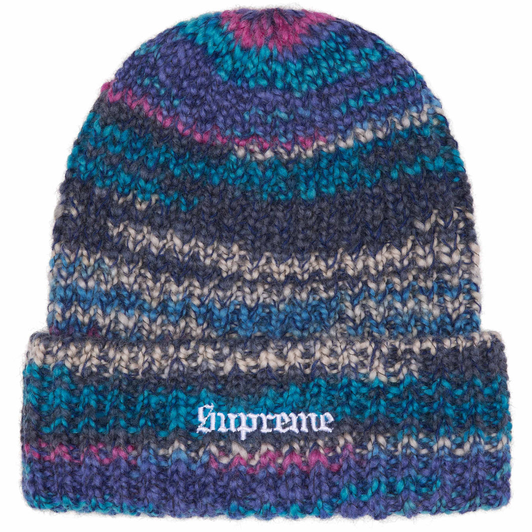 Supreme Space Dye Stripe Beanie Blue