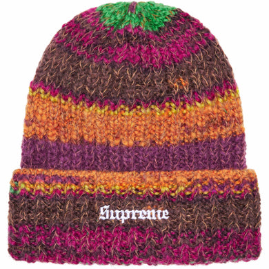 Supreme Space Dye Stripe Beanie Brown