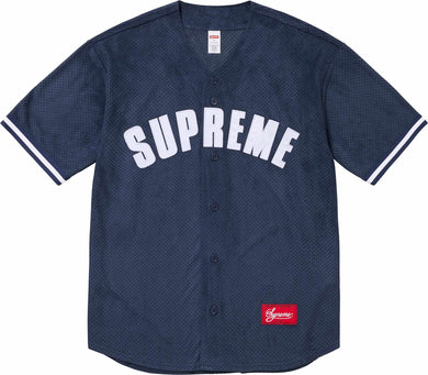 Supreme Ultrasuede Mesh Baseball Jersey Navy