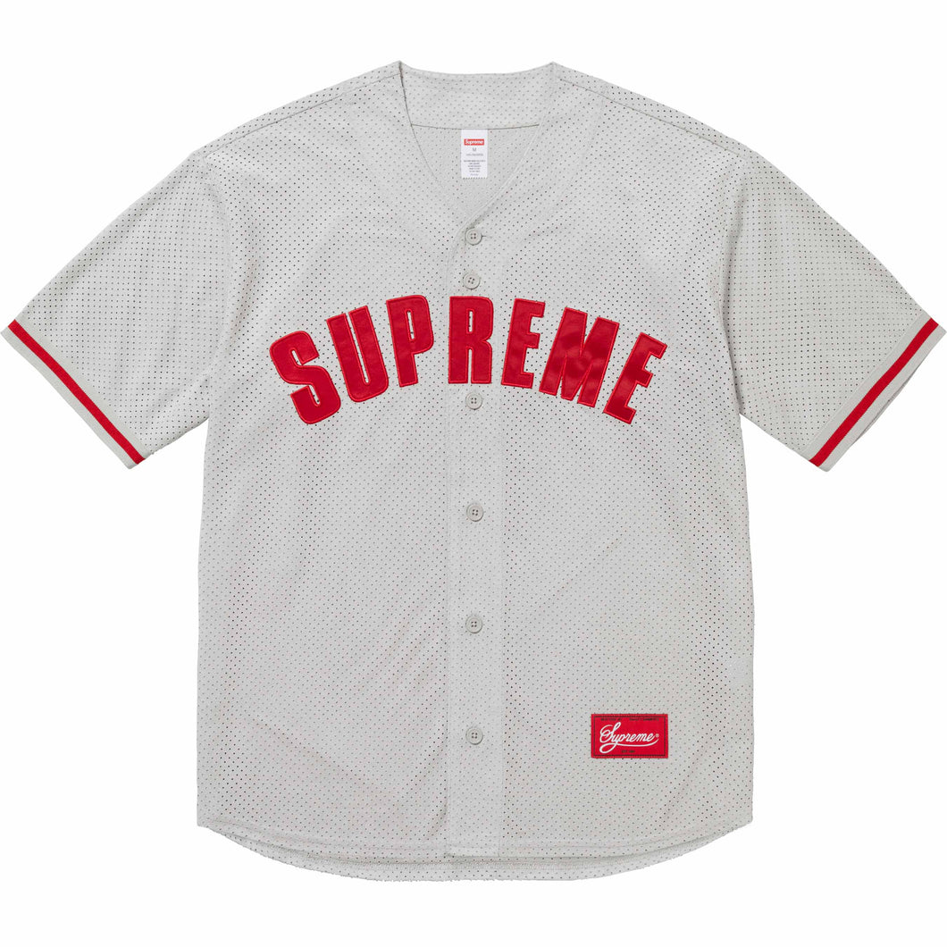 Supreme Ultrasuede Mesh Baseball Jersey Grey
