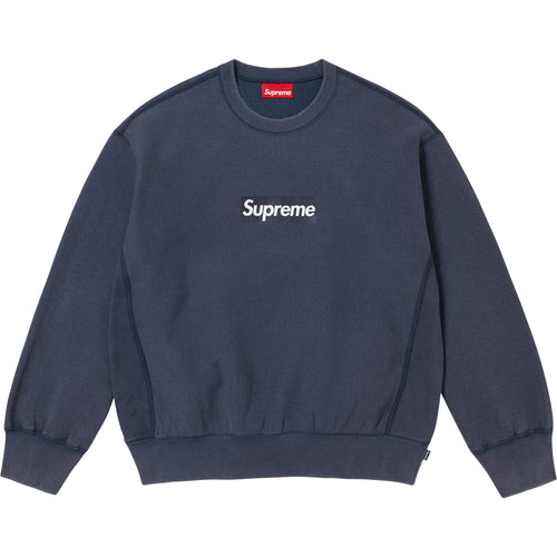 Supreme SS25 Washed Box Logo Crewneck Navy
