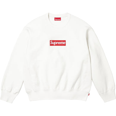 Supreme SS25 Washed Box Logo Crewneck White