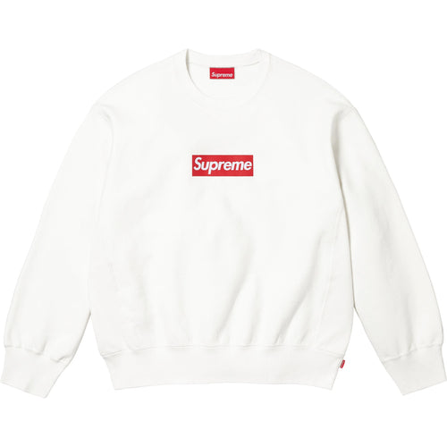 Supreme SS25 Washed Box Logo Crewneck White
