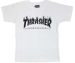 Thrasher Kids Flame Logo S/S Tee White