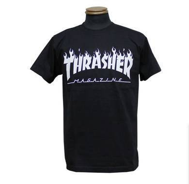 Thrasher Flame Logo S/S Tee Black/White