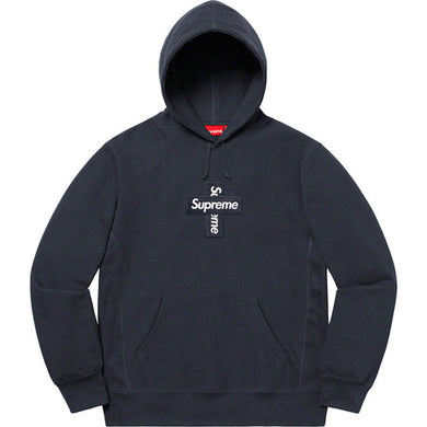 Supreme Cross Box Logo Hooded Sweater Navy