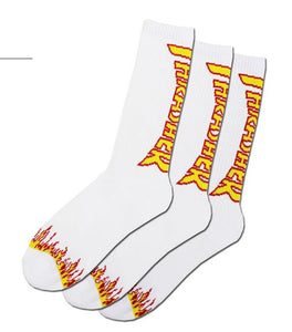 Thrasher Japan Flame Crew Socks (3 Pairs) White