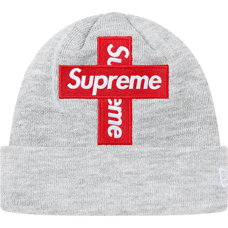 Supreme New Era Cross Box Logo Beanie Grey