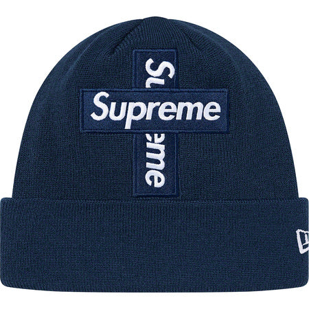 Supreme New Era Cross Box Logo Beanie Navy