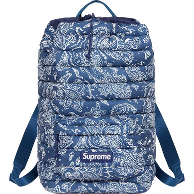 Supreme Puffer Backpack Blue Paisley