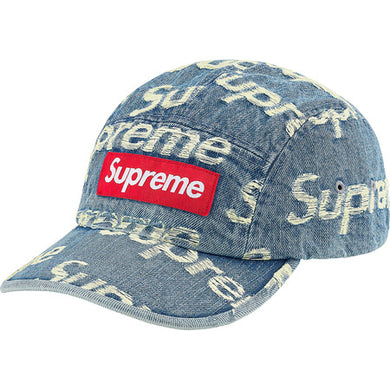 Supreme Frayed Logos Denim Camp Cap Blue