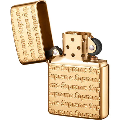 Supreme Repeat Engraved Zippo Gold