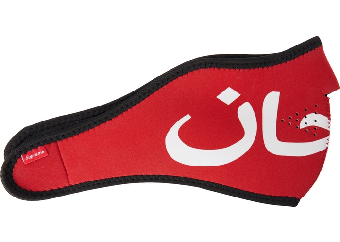 Supreme Arabic Logo Neoprene Facemask Hi Vis Red