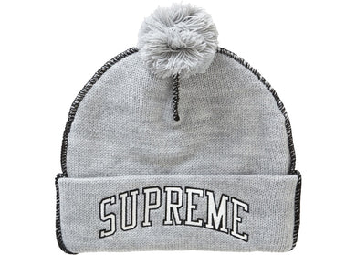 Supreme Contrast Stitch Beanie Grey