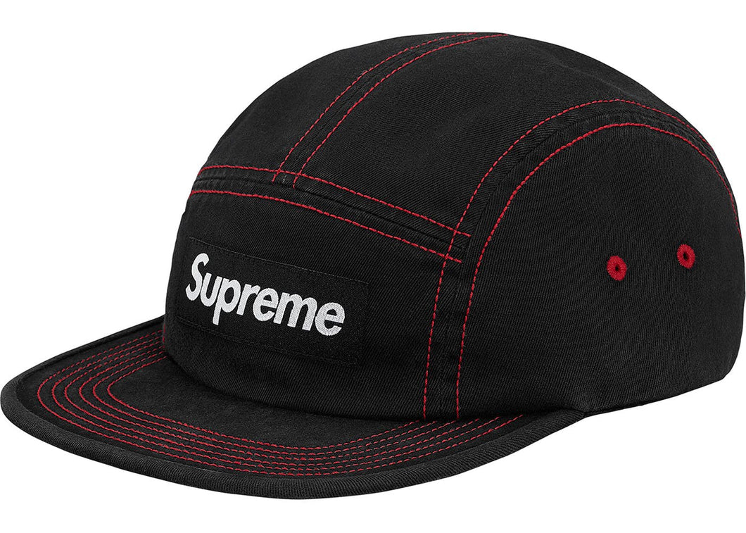Supreme Contrast Stitch Camp Cap (SS18) Black