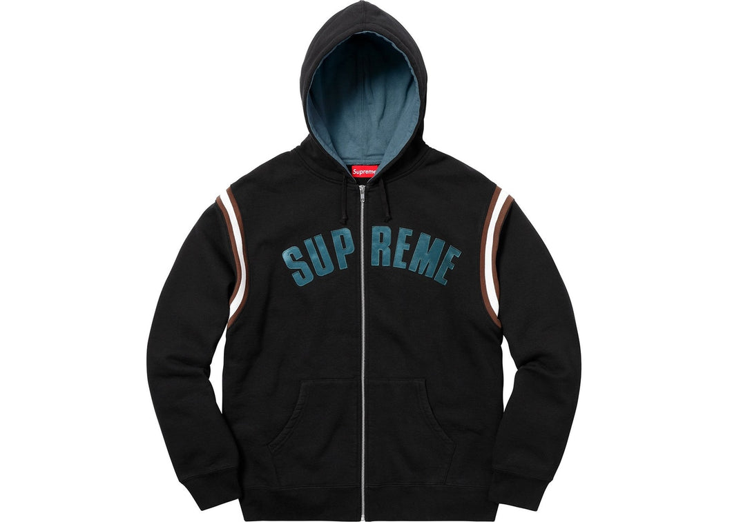 Supreme Jet Sleeve Zip Up Hooded Sweatshirt Black