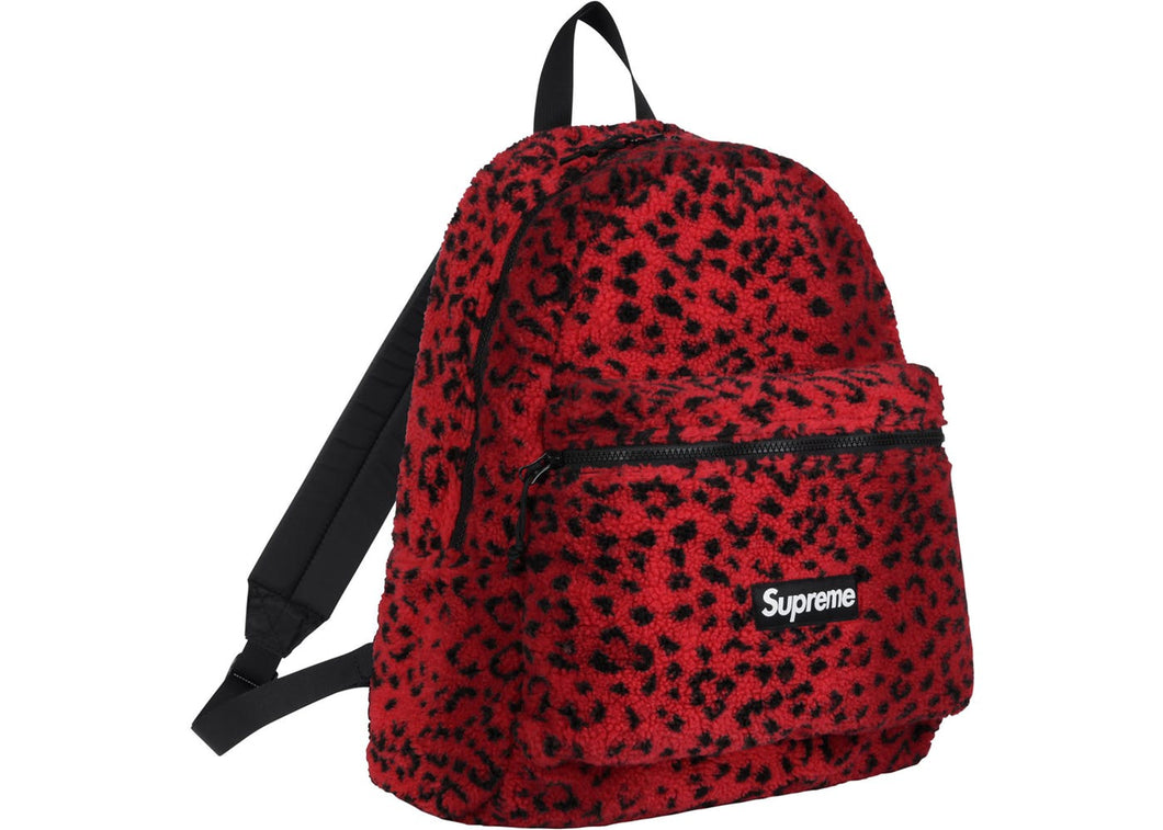 Supreme Leopard Fleece Backpack Red