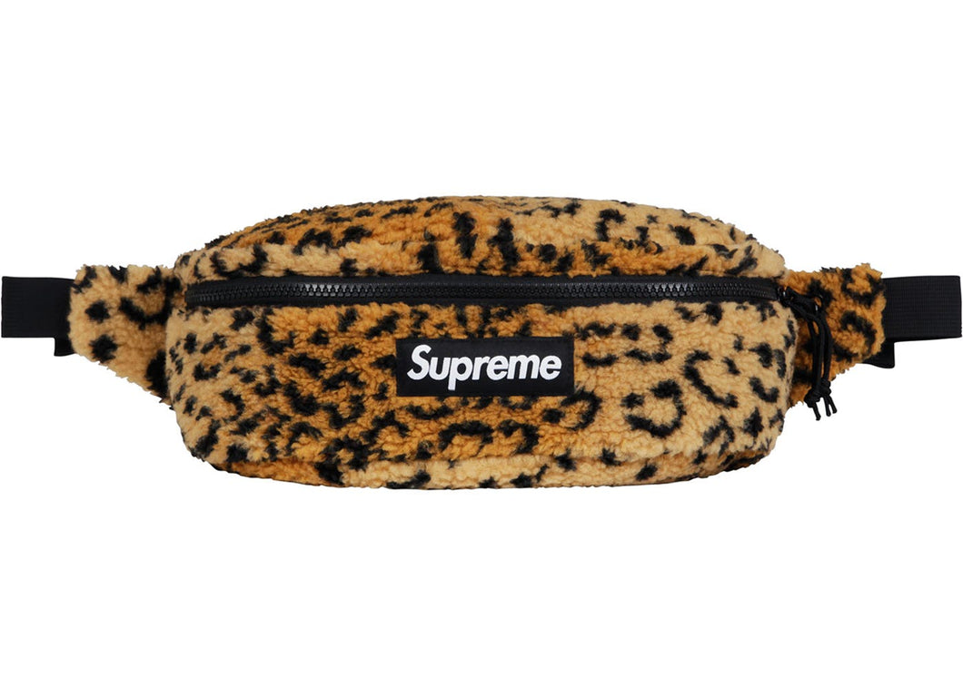 Supreme Leopard Fleece Waist Bag Yellow