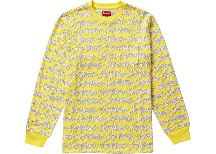Signature Script Logo L/S Pocket Tee (Yellow)