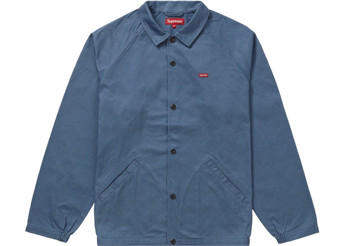 Supreme Snap Front Jacquard Logos Twill Jacket Blue