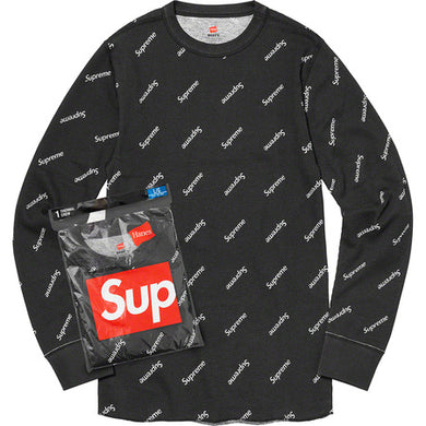 Supreme Hanes Thermal Crew Black