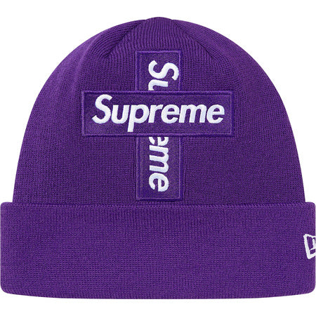 Supreme New Era Cross Box Logo Beanie Purple