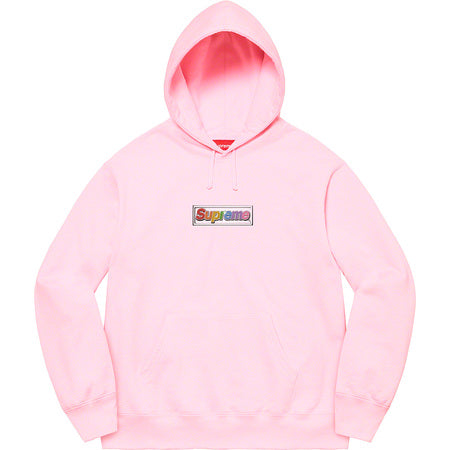 Supreme Bling Box Logo Hooded Sweatshirt Pink