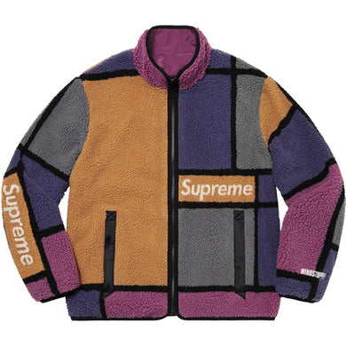 Supreme Reversible Colorblocked Fleece Jacket Purple