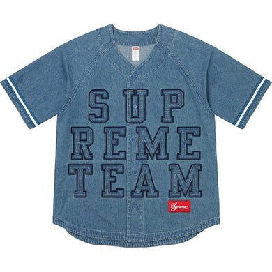 Supreme denim Baseball Jersery Blue