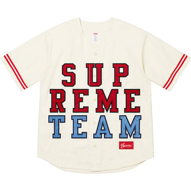 Supreme denim Baseball Jersery White