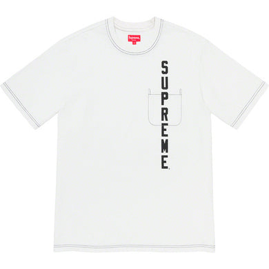 Supreme Contrast Stitch Pocket Tee White