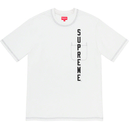 Supreme Contrast Stitch Pocket Tee White