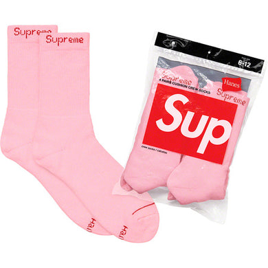 Supreme Hanes Crew Socks (4 Pack) Pink